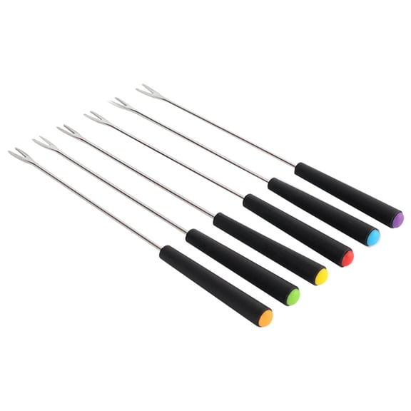 FENGGUIQU 6Pcs Stainless Steel Cheese Forks for Home Use Assorted Color Kitchen Gadgets for Baking and Fondue