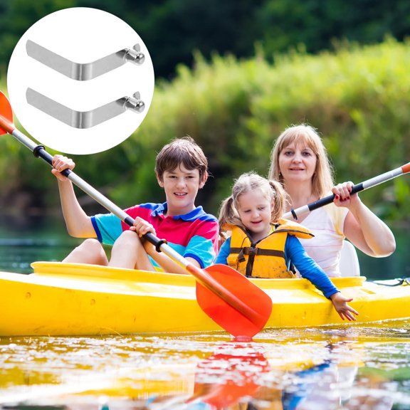 FENGGUIQU 6Pcs Tent Pole Push Button Spring Clips Plated Silver Kayak Paddle Snap Clips for Universal Paddle Fixation