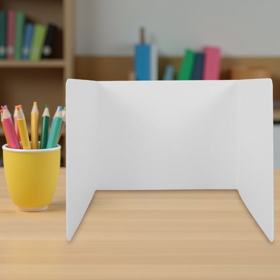 FENGGUIQU 6Pcs White Desktop Privacy Panel Plastic Desk Partition Barrier for Student Desks