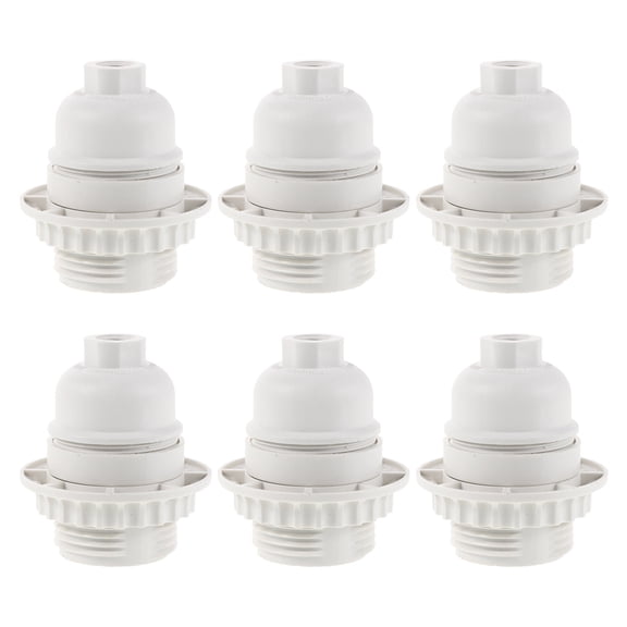 FENGGUIQU 6pcs E26 US Standard White Bakelite Lamp Socket Replacement Threaded