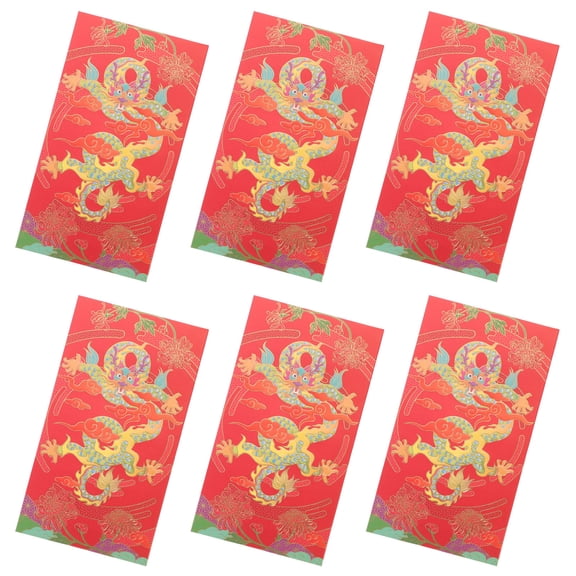 FENGGUIQU Red Pocket Chinese New Year Envelopes Lucky Money Bag for Home 6Pcs