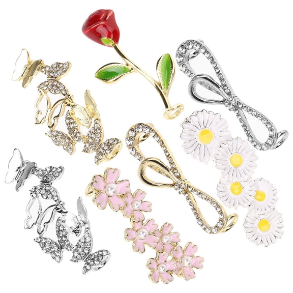 FENGGUIQU 7Pcs Butterfly and Flower Shoelace Charms for Shoe Decoration Assorted Color