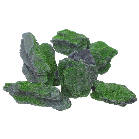 FENGGUIQU Decorative Moss Rocks Grey Resin Lifelike Surface for Indoor Outdoor Use 7Pcs
