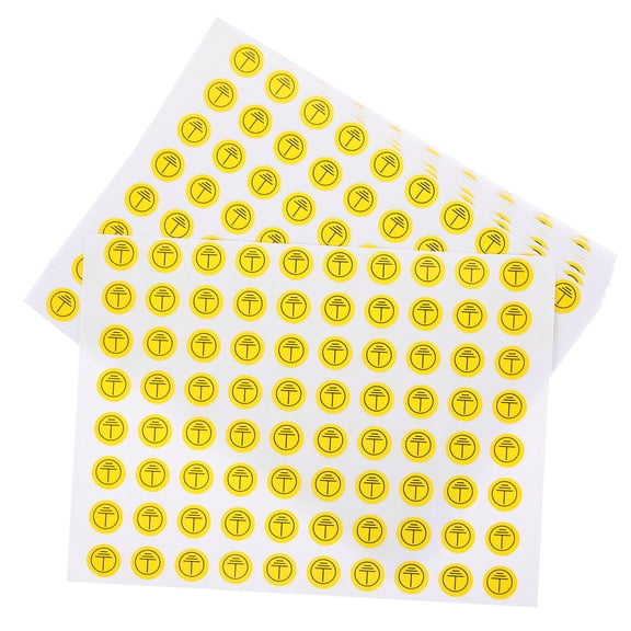 FENGGUIQU 800Pcs Ground Warning Stickers Yellow Circular Safety Labels for Electrical Equipment and Panels