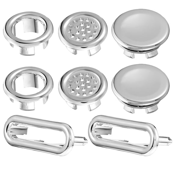 FENGGUIQU 8Pcs Bathroom Tub Overflow Drain Cover Plated Silver Chrome Plated for Overflow Holes