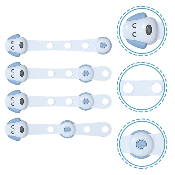 FENGGUIQU 8Pcs Adhesive Cabinet Locks Safety Strap Locks for Drawer Wardrobe Refrigerator Use