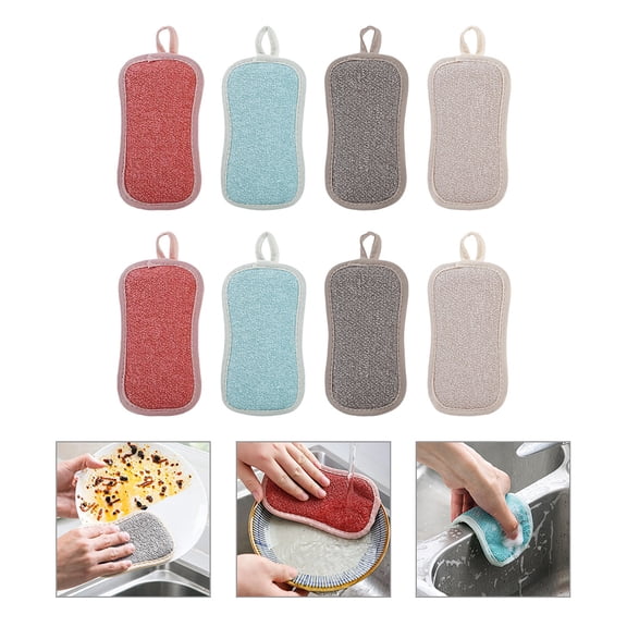 FENGGUIQU 8Pcs Multi Function Cleaning Sponges Bathroom Wok Sponge Household Reusable Scrub Sponge for Kitchen