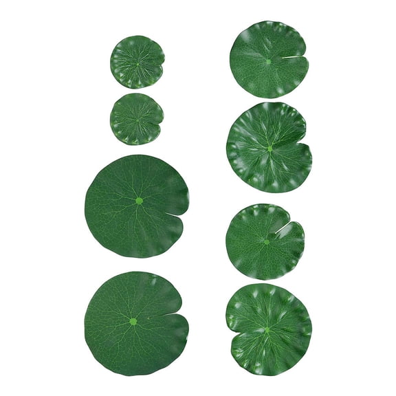 FENGGUIQU 8Pcs Artificial Lotus Leaf Decorative Pond Plants Green Eva Wear Resistant for Garden Decor