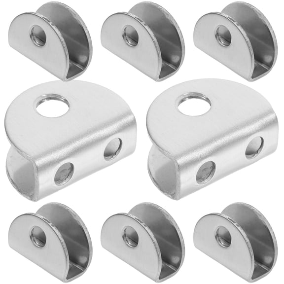 FENGGUIQU Stainless Steel Small Half-Round Glass Retainer Clips Shelf Brackets