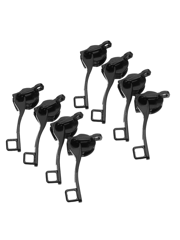 Black Nylon Double-Layer Zipper Slider Replacement for Suitcases and Backpacks 8 Pcs