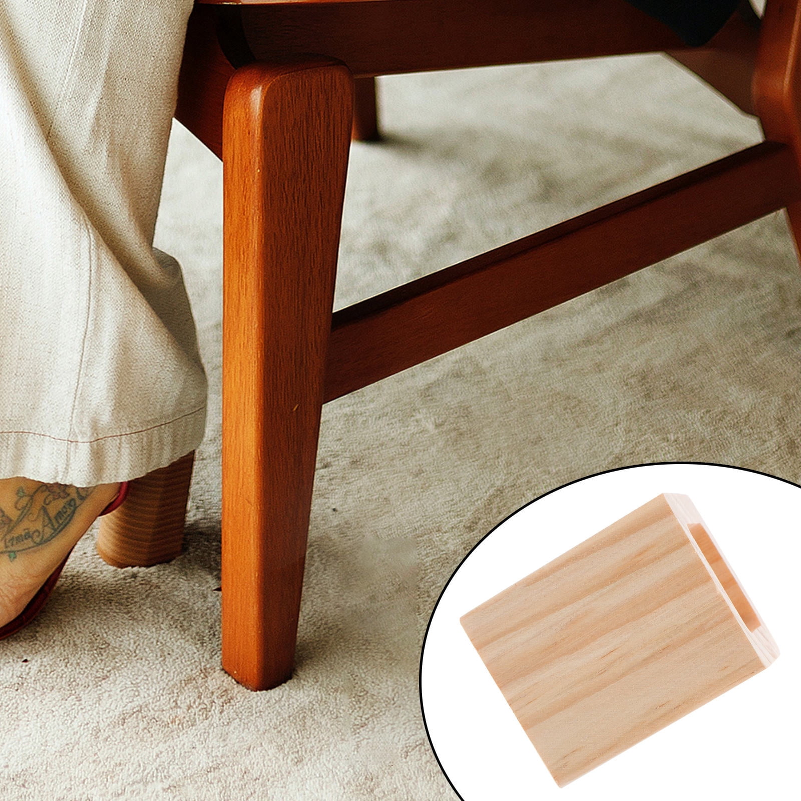 FENGGUIQU Beige Wooden Furniture Risers, Anti-Slip, for Bed, Table, and ...
