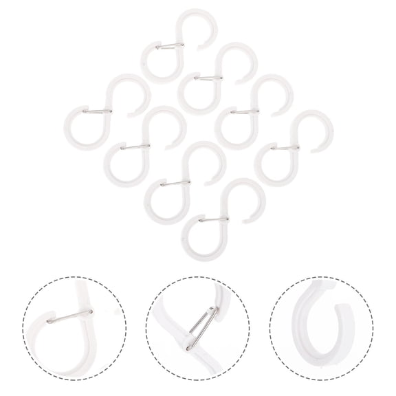 FENGGUIQU 8pcs S Hooks Heavy Duty White PP Hooks for Hanging Clothes
