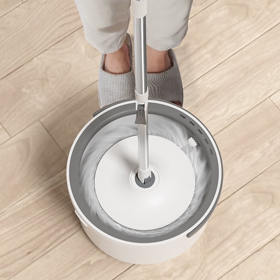 FENGGUIQU Absorbent Round Mop for Hardwood Tile Stone Floors Easy Wring White