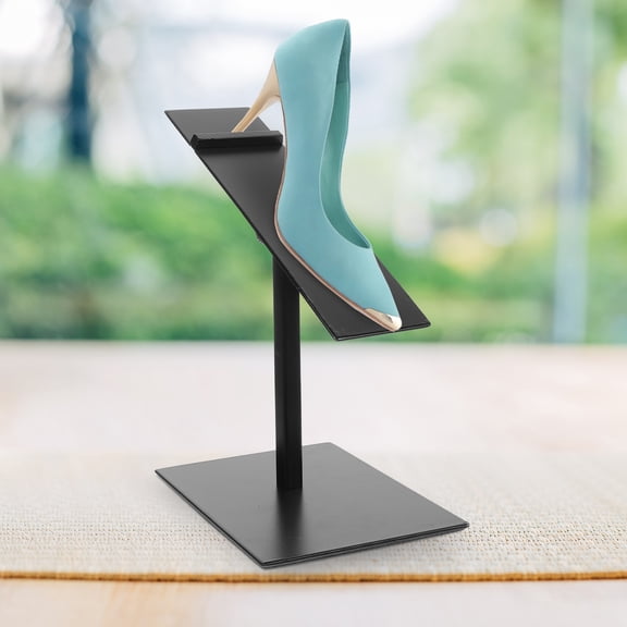 FENGGUIQU Adjustable Alloy High Heel Shoe Display Stand Holder 2pcs Black Riser Countertop Organizer