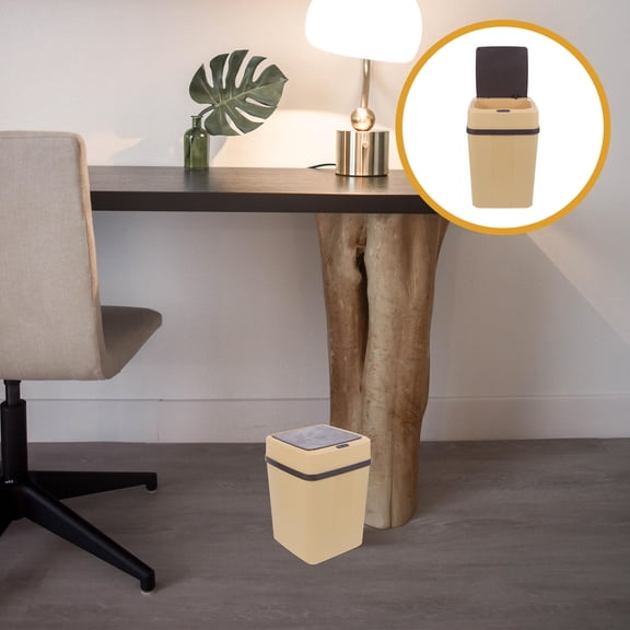FENGGUIQU Khaki Automatic Trash Can Contactless or Waste Bin for Home Use
