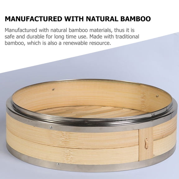 FENGGUIQU Bamboo Steamer for Cooking Asian Steamer Light Yellow 1Pack