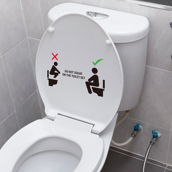 FENGGUIQU Bathroom Wall Stickers Black PVC Warning Signs Decals Easy to Paste and Remove for Wash Room