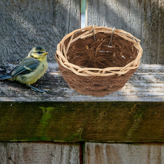 FENGGUIQU Handmade Woven Straw Bird Bed Basket for Cage, 2 Pieces Comfortable Nesting Accessories for Small Birds