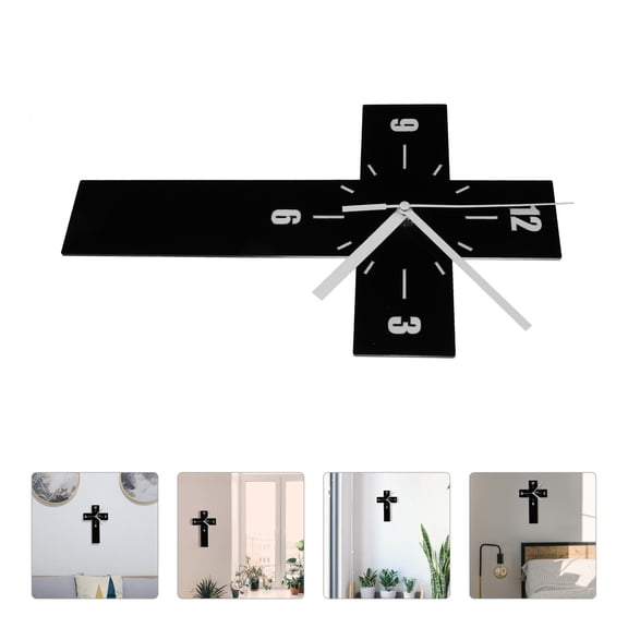 FENGGUIQU Modern Style Clock Wall Clock Black Acrylic 1Set