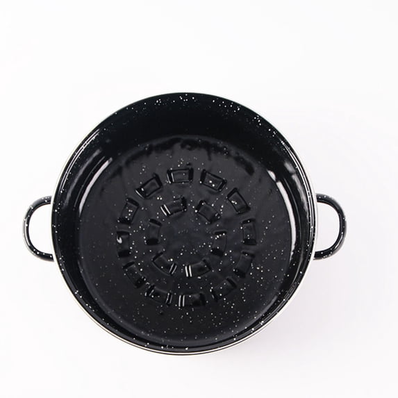 FENGGUIQU Black Enamel Roasting Pot with Lid, 2.5L Large Capacity, and Cookware for Cooking