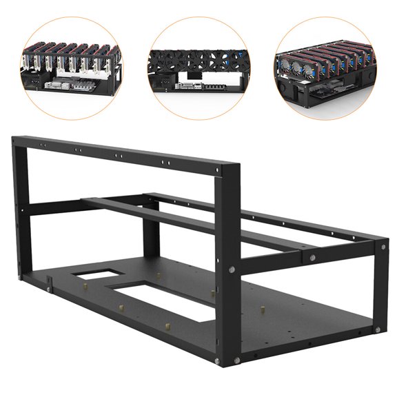 FENGGUIQU Black Open Air Computer Bracket with Heat Dissipation and 12Cm Fan Compatibility