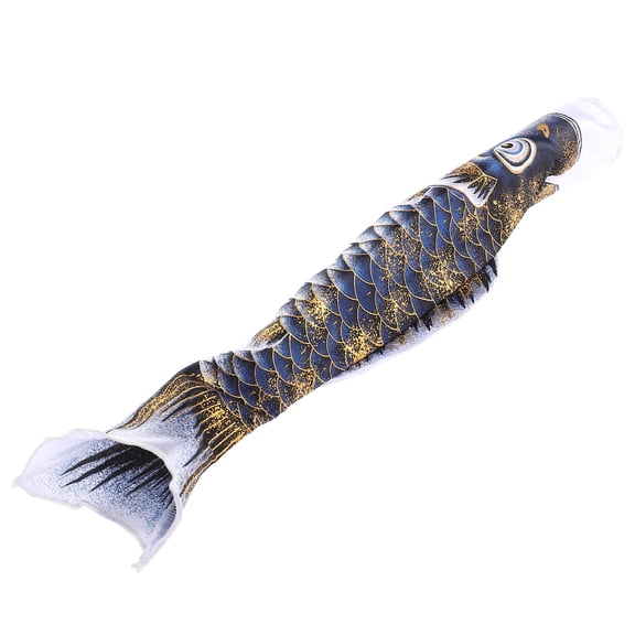 FENGGUIQU Black Polyester Garden Windsock Outdoor Carp Shape Hanging Decorative Flag