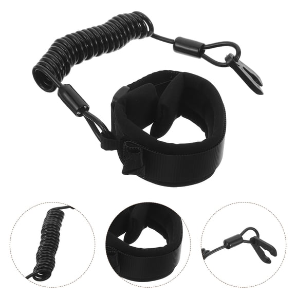 FENGGUIQU Boat Motor Safety Leash in Black Tpu with Floating Design for Easy Retrieval