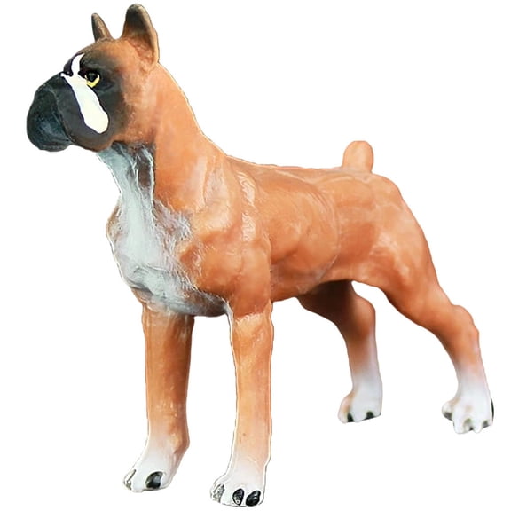 FENGGUIQU Lovely Brown Standing Dog Figurine Plastic Model Ideal for Desktop Countertop Decoration