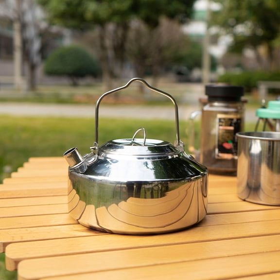 FENGGUIQU Stainless Steel Camping Water Boiler Kettle Silver Camping Design 1Pack