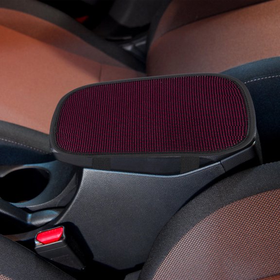 FENGGUIQU Car Center Console Protector Pink Breathable Armrest Cover with Faceted Rhinestones