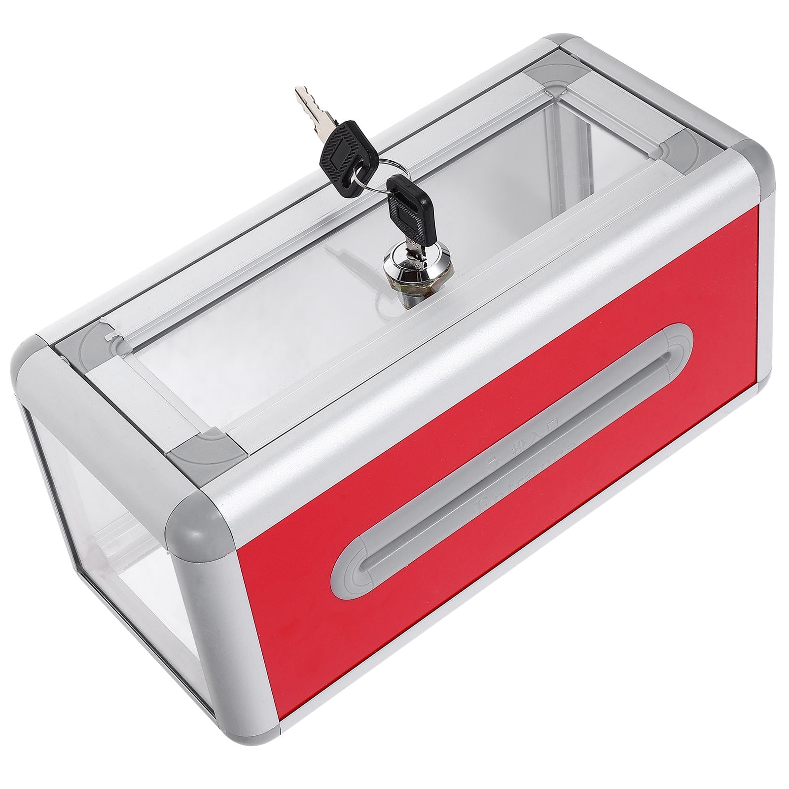 FENGGUIQU Convenient Red Desktop Business Card Stand with Lock for Business and Event Use