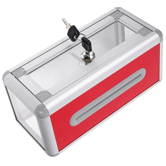 FENGGUIQU Red Multi-Function Business Card Stand with Lock for Office and Event Settings