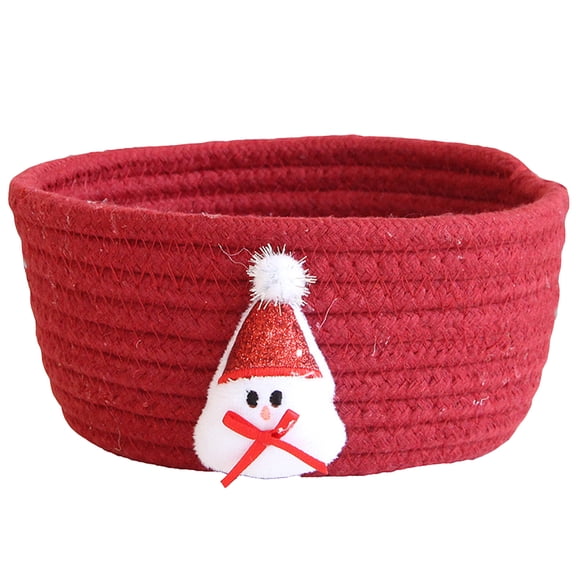 FENGGUIQU Red Cotton Christmas Storage Basket Decorative Holiday Organizer for Home, Office, and Seasonal Use - 1 Piece