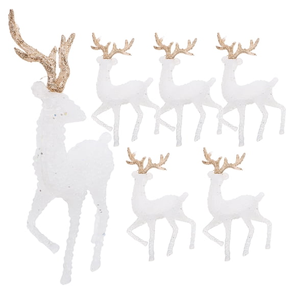 FENGGUIQU Christmas Reindeer Figurines Cute Elk Statues Standing Reindeer Adornments for Holiday Decor 6Pcs