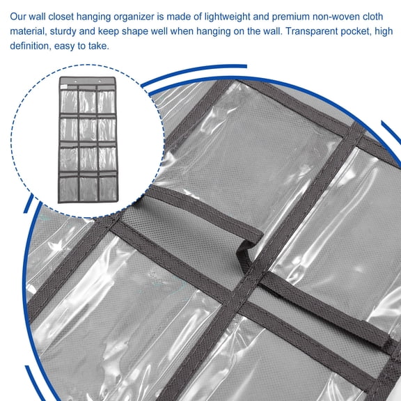 FENGGUIQU 1Pc Grey Classroom Storage Holder with Clear Pockets for Organizing Phones and Calculators
