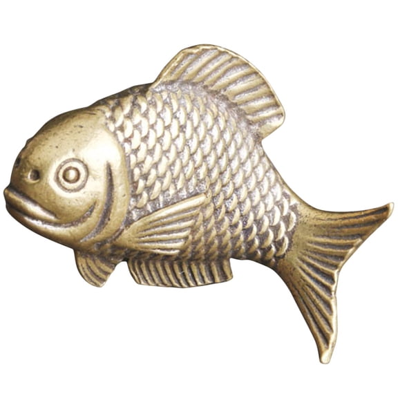 FENGGUIQU Golden Brass Fish Figurine Decorative Ornament for Home Office Desktop Tabletop Decor