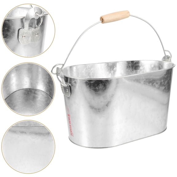 FENGGUIQU Creative Oval Ice Cube Storage Bucket with Handle Multi Color for Home Bar and Parties