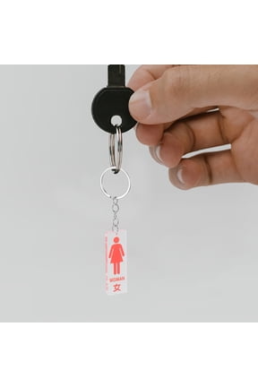 Creative Red Acrylic Restroom Pass Keychain 's Durable Bathroom Key Ring Versatile Pendant 3.5 inches