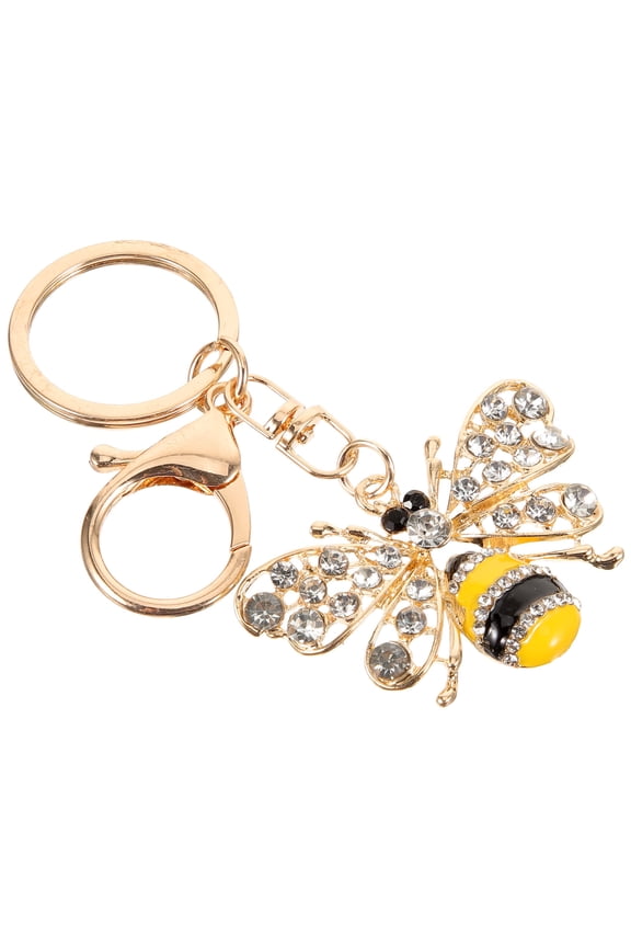 Creative Yellow Bee Keyring Made of Alloy with Rhinestone Embellishment for Bag Hanging