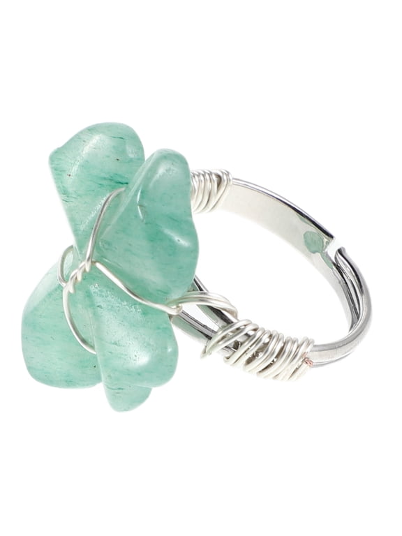 Crystal Clover Ring for Women, Green Four Leaf Shamrock