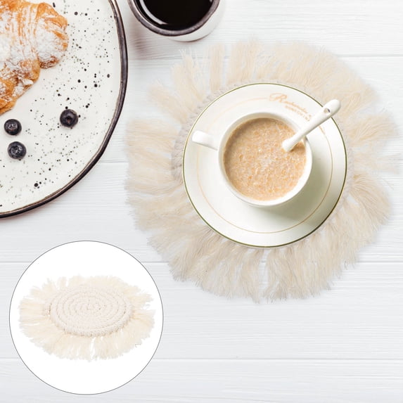 FENGGUIQU Woven Placemat Heat Insulated Coaster Cotton Rope Modern Café Owners 1Pack