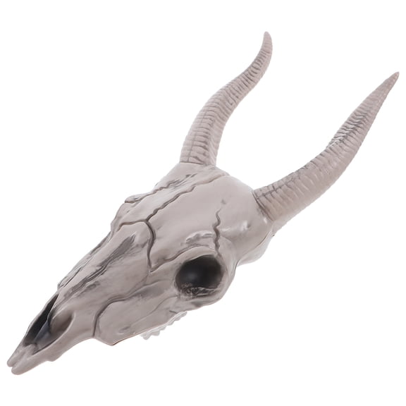 FENGGUIQU Decorations Indoor Scary Goat Head Skull Wall Hanging Sculpture Beige Plastic 1Set