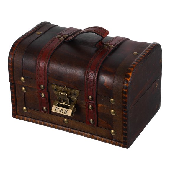 FENGGUIQU Decorative Box with Lock Antique Chest Wooden Storage for Adults 1Set