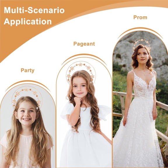 FENGGUIQU Decorative Golden Crown Headpiece with Metal Floral Design for Party and Cosplay