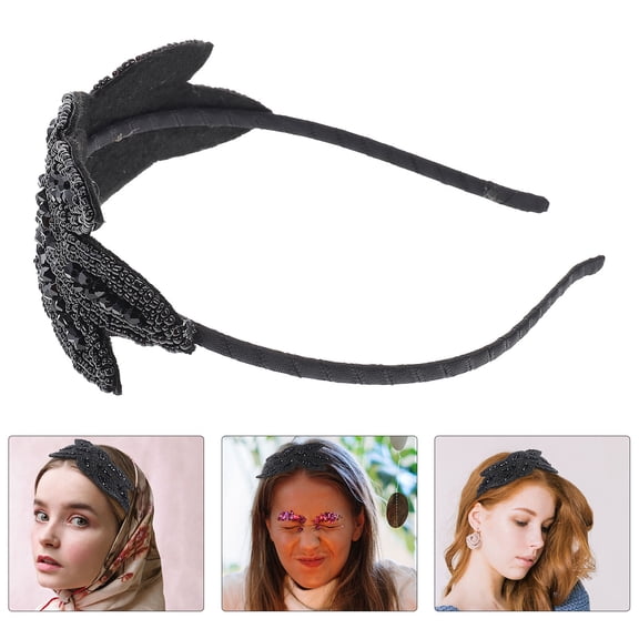 FENGGUIQU Bohemian Style Black Rhinestone Hairband Elegant Wedding Headdress Accessory for Fashion Hair Decoration