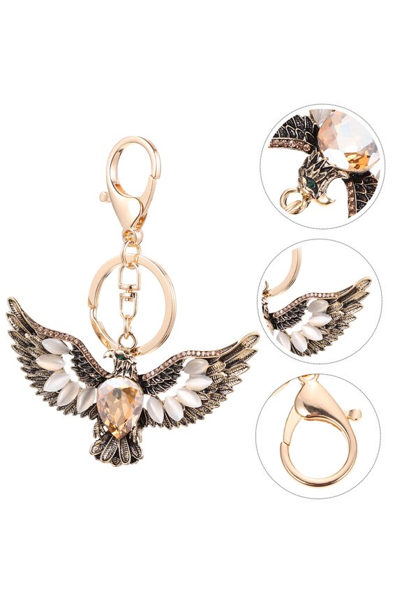 Decorative Key Chain Eagle-shaped Key Pendant Golden Rhinestone 1Set for Daily Use