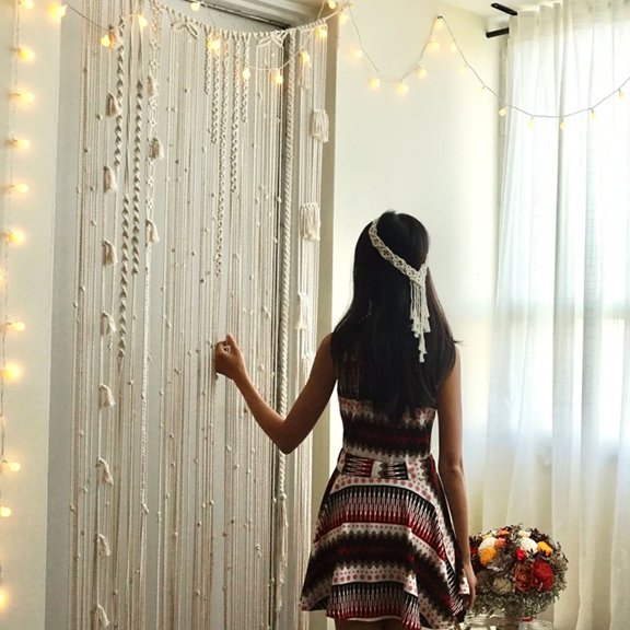 FENGGUIQU Natural Cotton Rope Woven Headband in Beige Bohemian Style Hair Accessory for Wedding and Travel