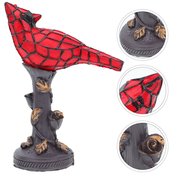 FENGGUIQU Unique Red Resin Bird Shaped Table Light Chic Desktop Ornament