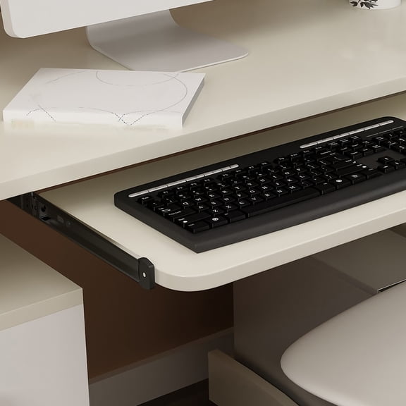 FENGGUIQU Desk Extender Drawer Rails Keyboard Drawer Slide Cold Rolled Steel for Adults in Home Workspace 1 Set Back to School