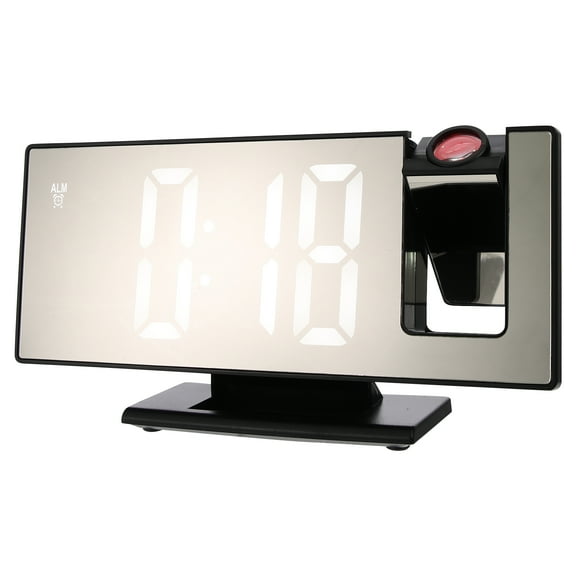 FENGGUIQU Digital Alarm Clock with Projection Function and Large Screen for Time Keeping Black Plastic